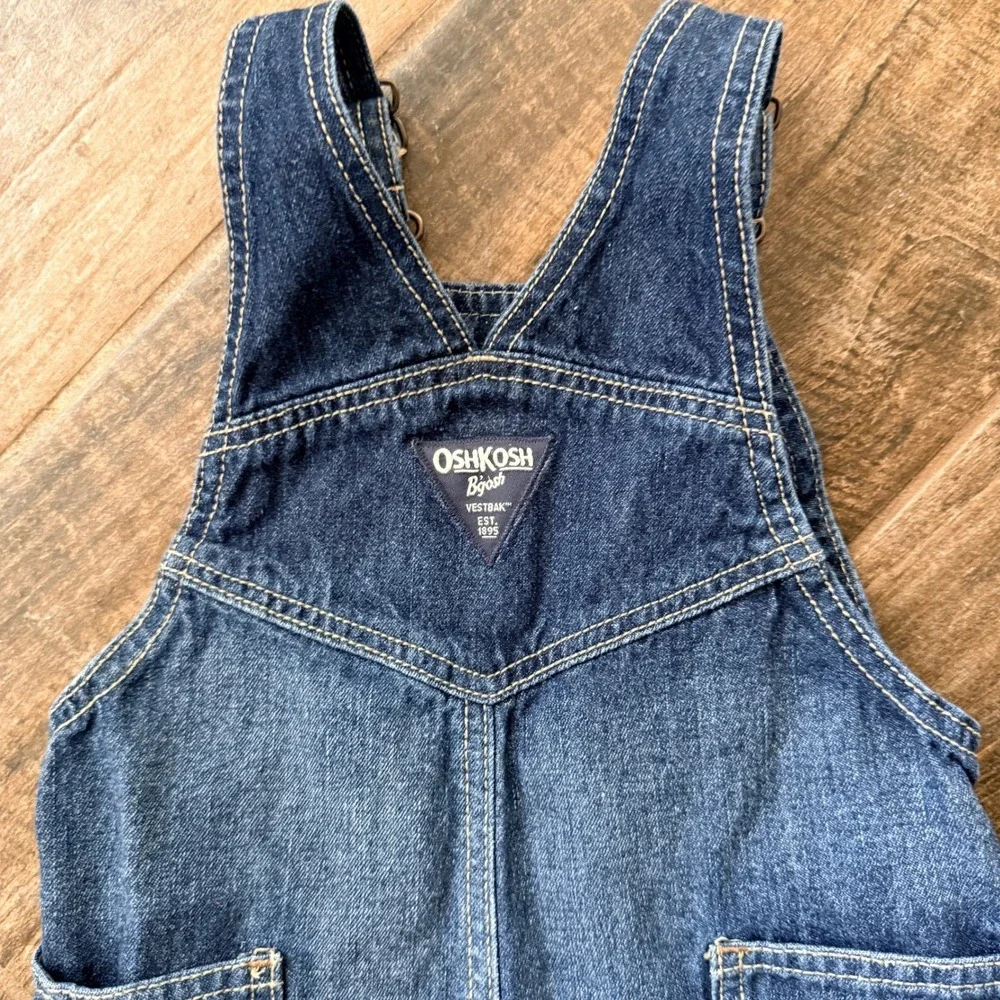 OshKosh B'gosh Kids Embroidered Logo Carpenter Denim Overalls, Blue, 18M